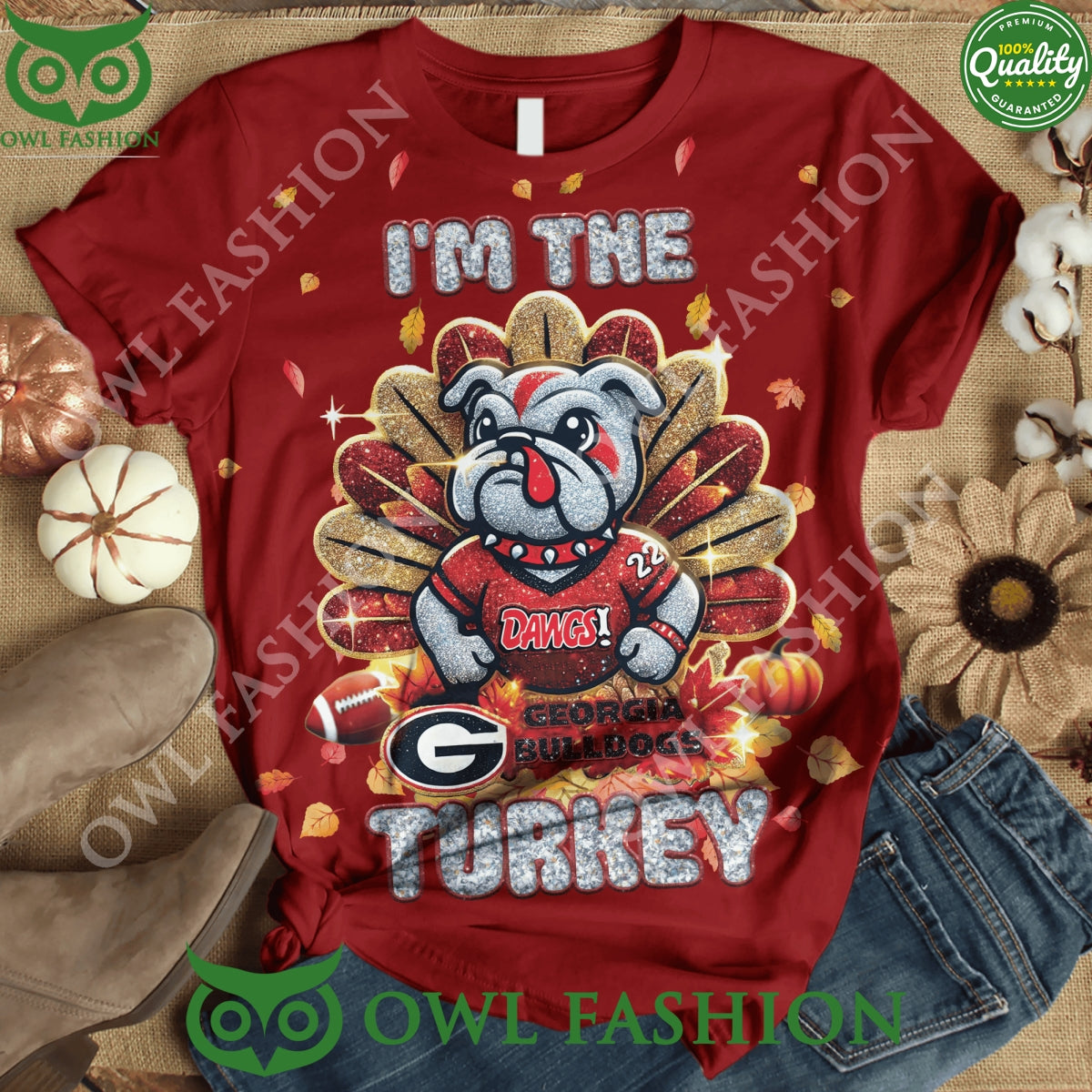 Georgia Bulldogs I'm The Turkey Dawgs Red 2D - Adult & Kids T-Shirts, Sweatshirts & Hoodies apparel design preview 1