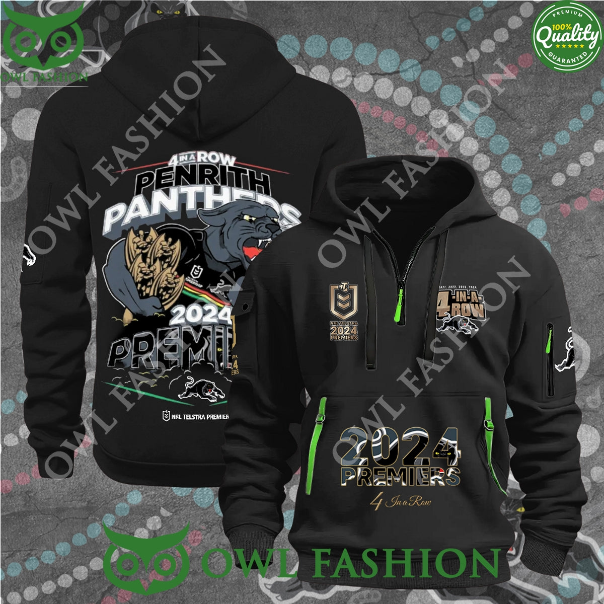 Penrith Panthers 2024 Premiers Black 2D Zip - Adult & Kids T-Shirts, Sweatshirts & Hoodies apparel design preview 1