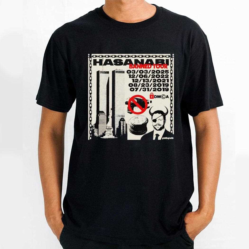Hasanabi Banned Tour 2019 2025 Black - Adult & Kids T-Shirts, Sweatshirts & Hoodies apparel design preview 1