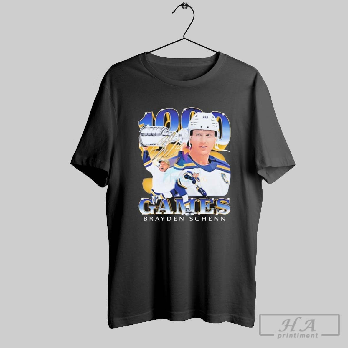 1000th Game Brayden Schenn St Louis Blues Signature - Adult & Kids T-Shirts, Sweatshirts & Hoodies apparel design preview 1
