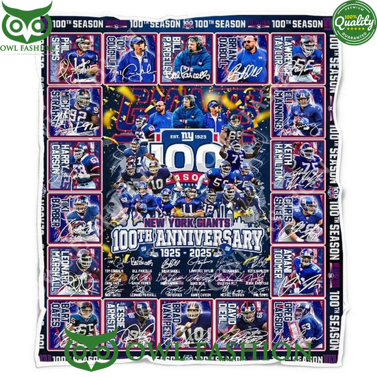 100th Anniversary New York Giants 1925 2025 Quilt - Adult & Kids T-Shirts, Sweatshirts & Hoodies apparel design preview 1