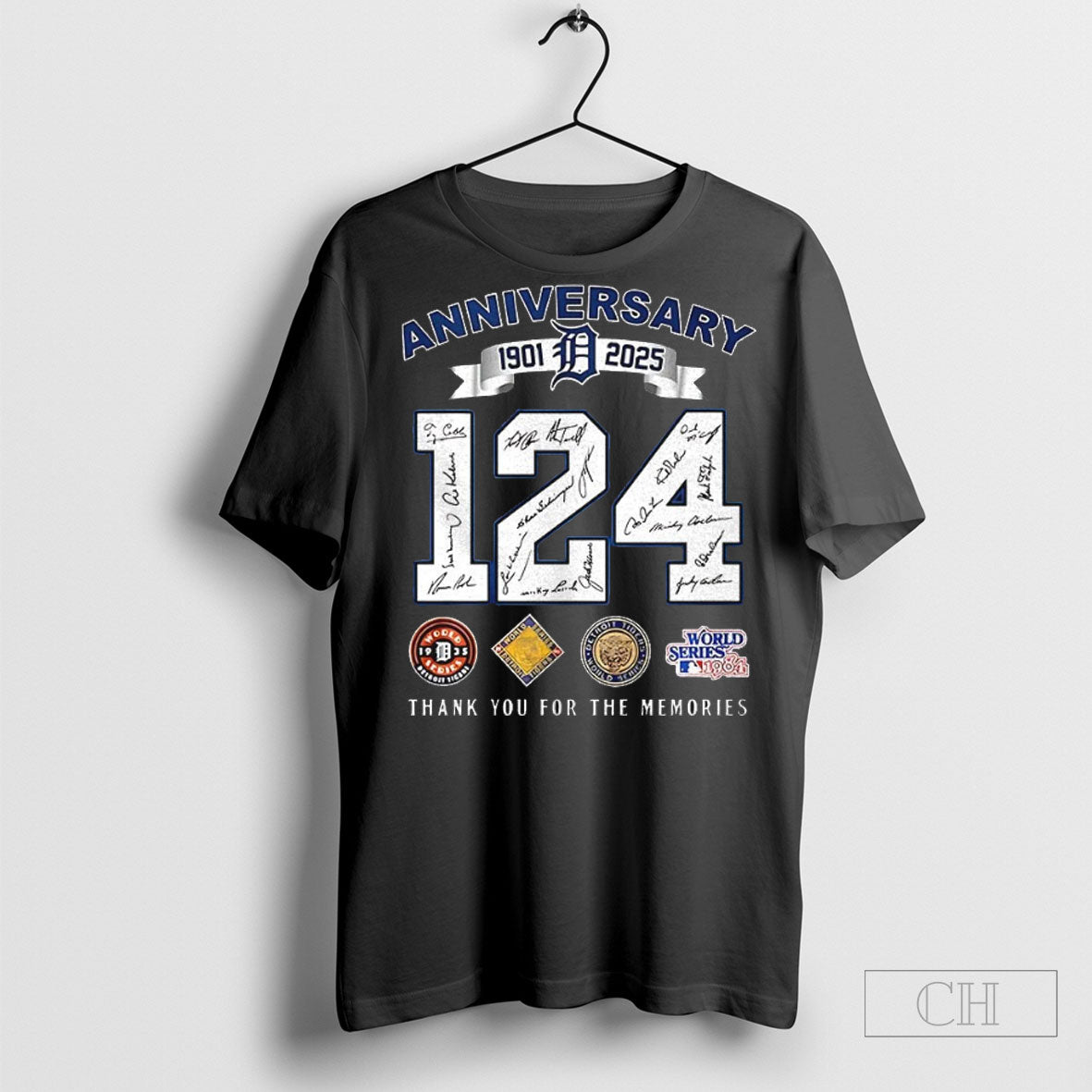 124 Years Of Detroit Tigers Anniversary 1901 2025 - Adult & Kids T-Shirts, Sweatshirts & Hoodies apparel design preview 1