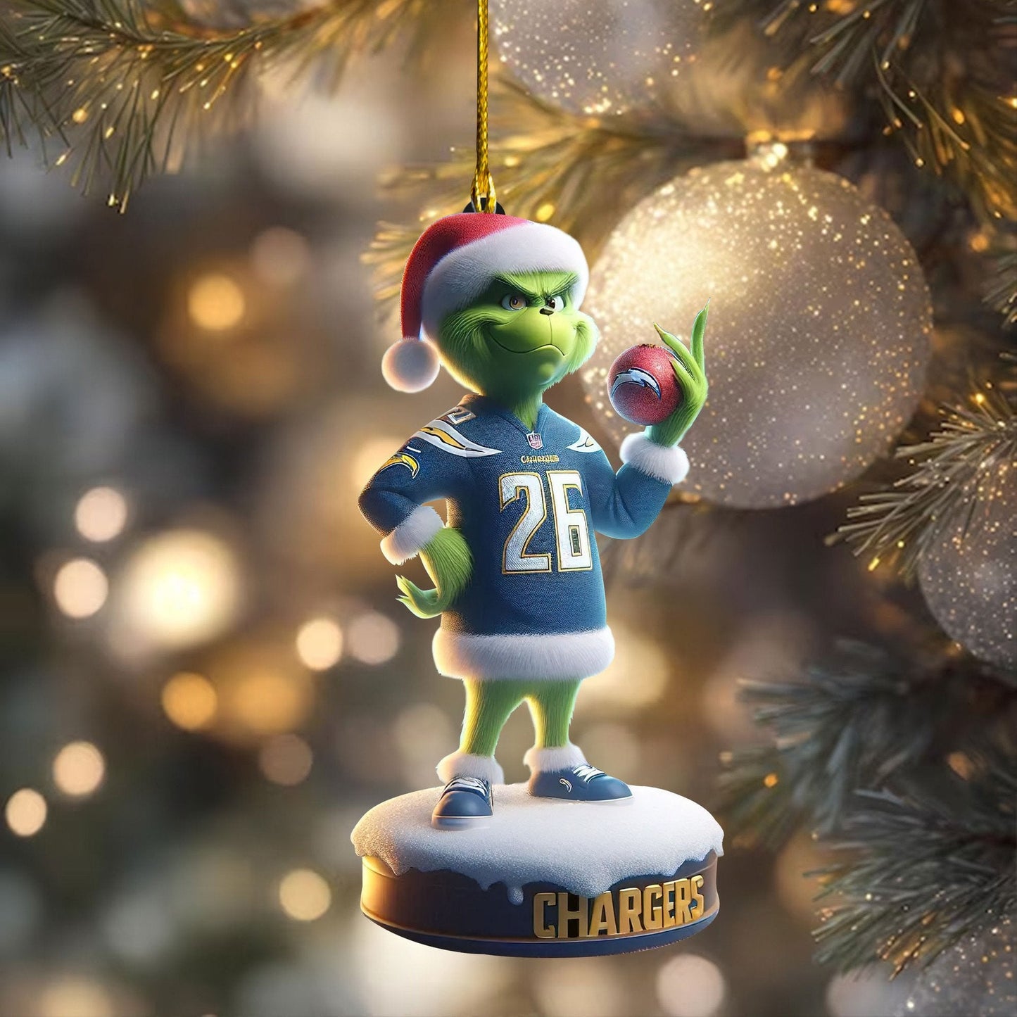 Los Angeles Chargers Grinch Christmas Ornament - Adult & Kids T-Shirts, Sweatshirts & Hoodies apparel design preview 1