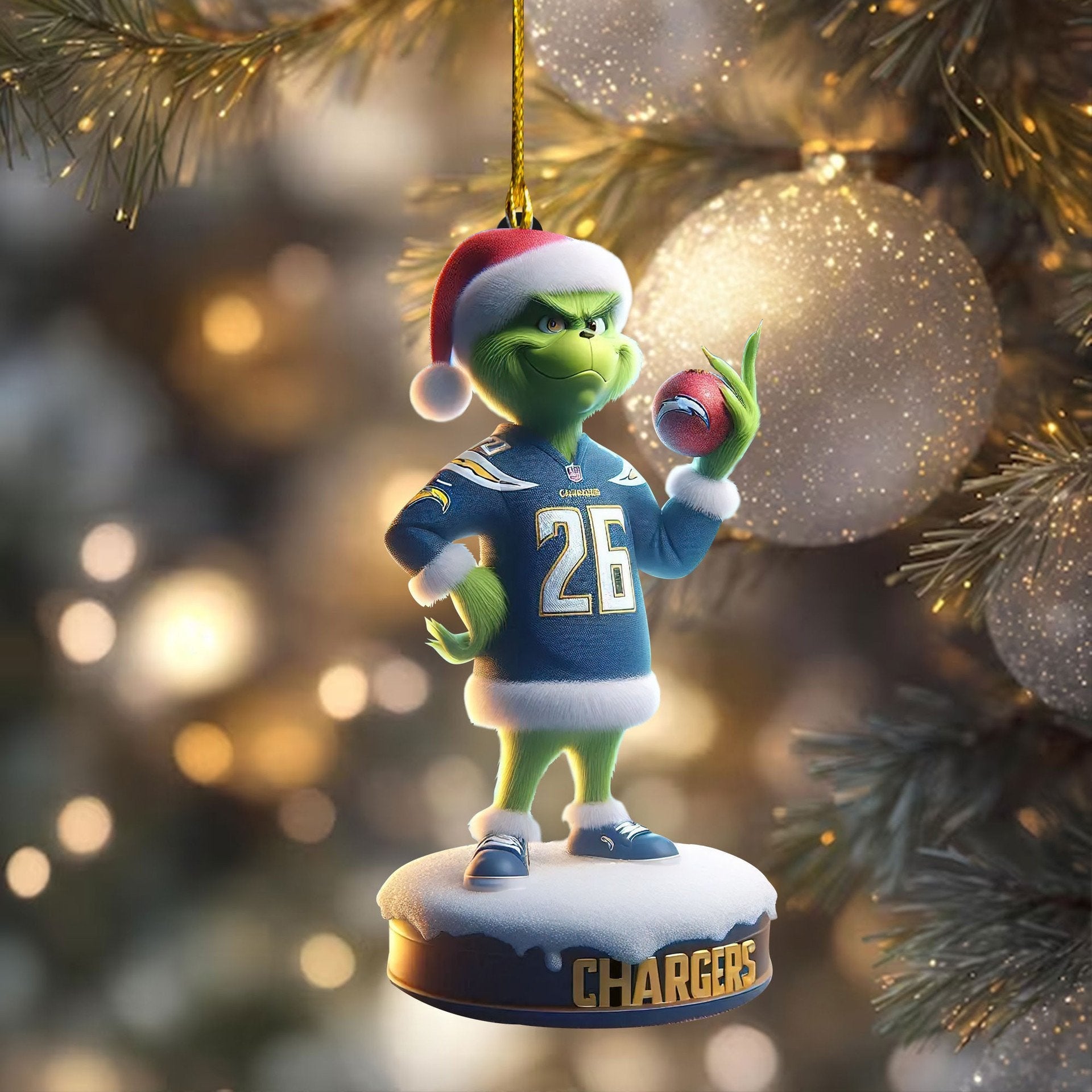 Los Angeles Chargers Grinch Christmas Ornament - Adult & Kids T-Shirts, Sweatshirts & Hoodies apparel design preview 1