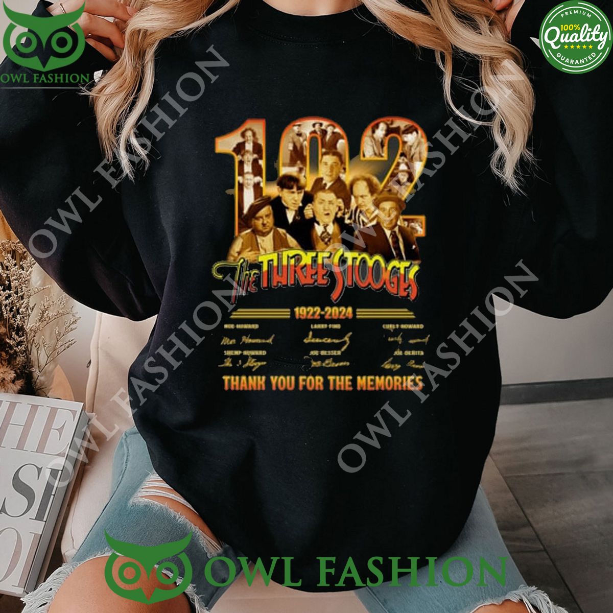 1922 2024 Memories The Three Stooges 102th - Adult & Kids T-Shirts, Sweatshirts & Hoodies apparel design preview 1