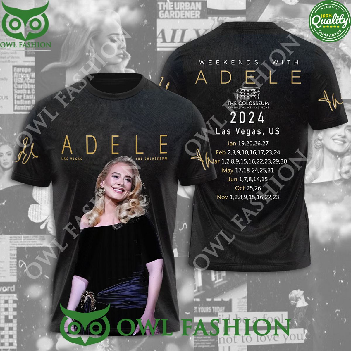 Weekends with Adele Las Vegas US The Colosseum tour - Adult & Kids T-Shirts, Sweatshirts & Hoodies apparel design preview 1