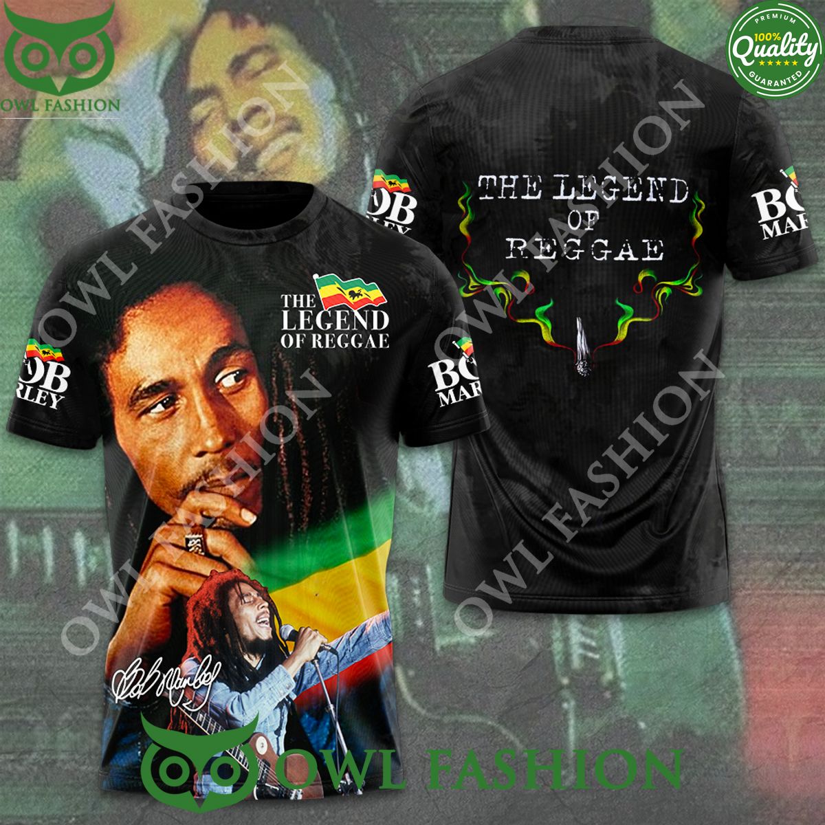Bob Marley The Legend of Reggae 3D - Adult & Kids T-Shirts, Sweatshirts & Hoodies apparel design preview 1