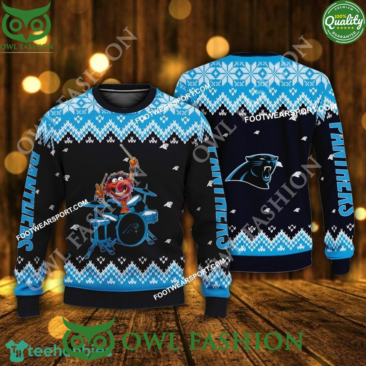 Logo Pattern Muppets Play Drums Carolina Panthers - Adult & Kids T-Shirts, Sweatshirts & Hoodies apparel design preview 1