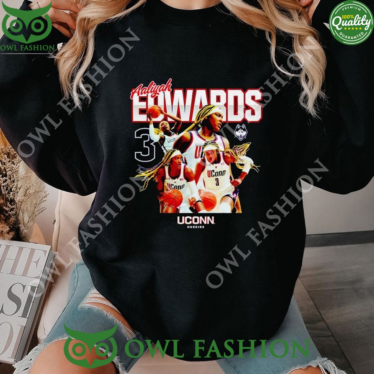 2023 2024 Aaliyah Edwards Uconn Huskies Ncaa Men's - Adult & Kids T-Shirts, Sweatshirts & Hoodies apparel design preview 1