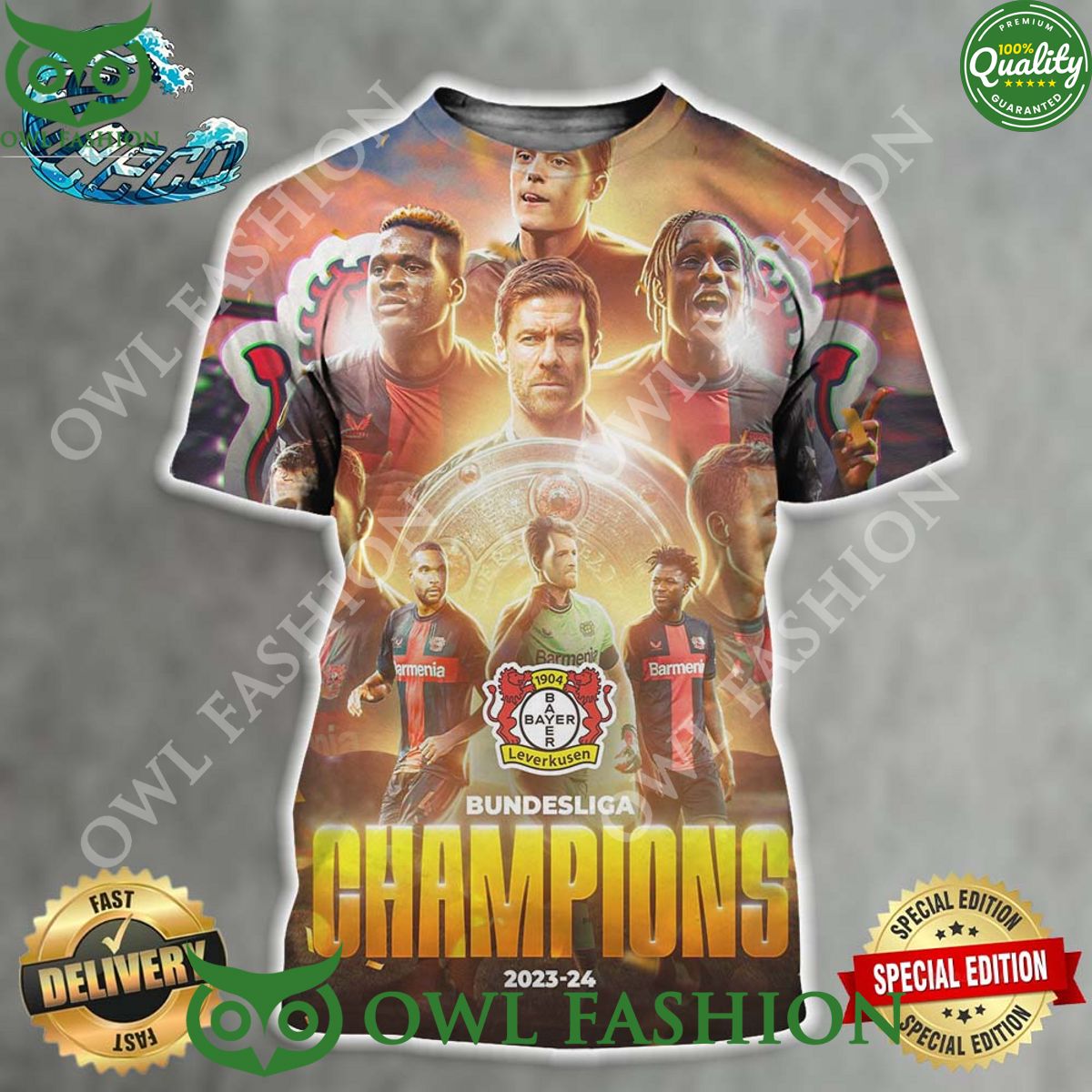 2023 2024 Bundesliga Champions Is Bayer Leverkusen 3D - Adult & Kids T-Shirts, Sweatshirts & Hoodies apparel design preview 1