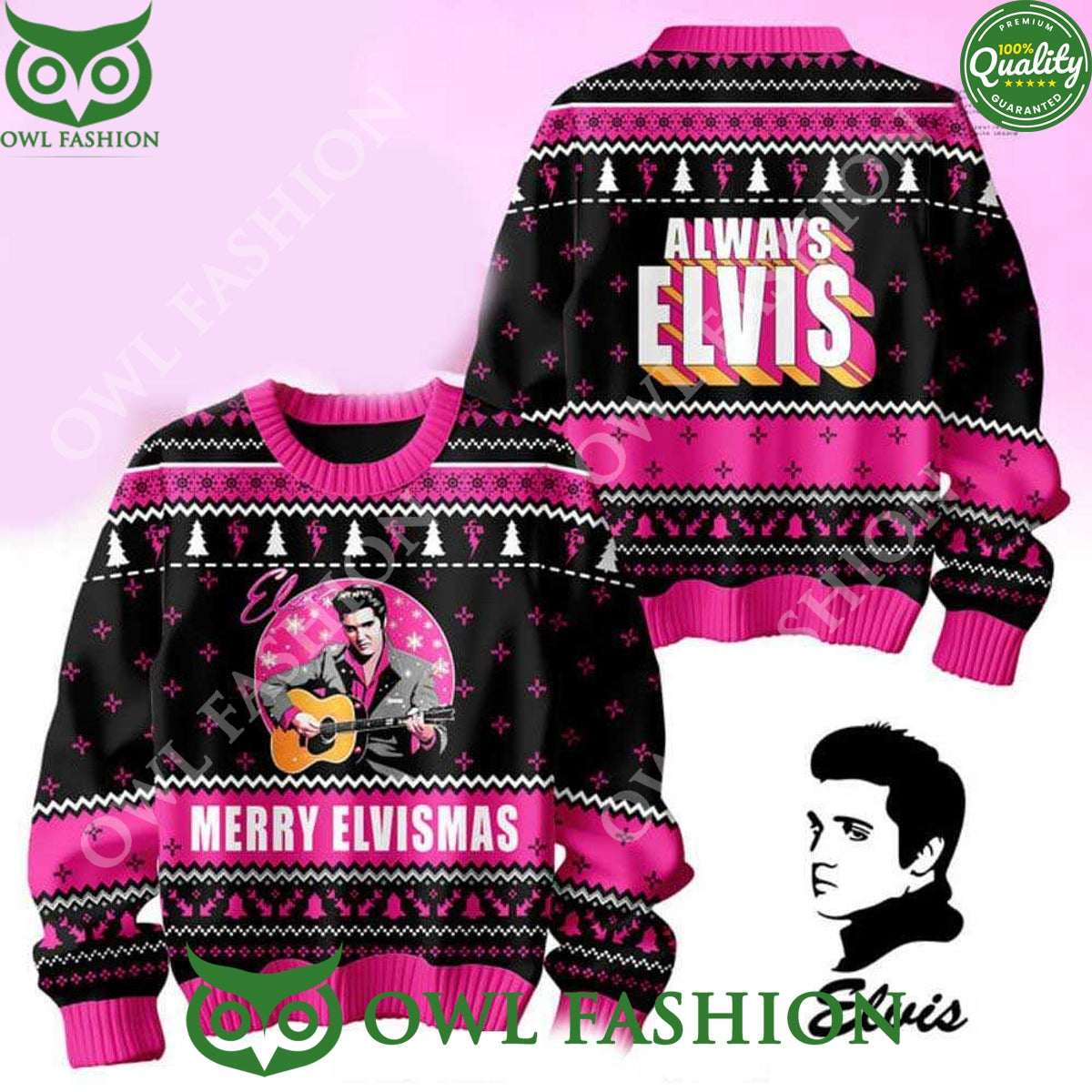 2024 Always Elvis Presley Merry Elvismas Christmas - Adult & Kids T-Shirts, Sweatshirts & Hoodies apparel design preview 1