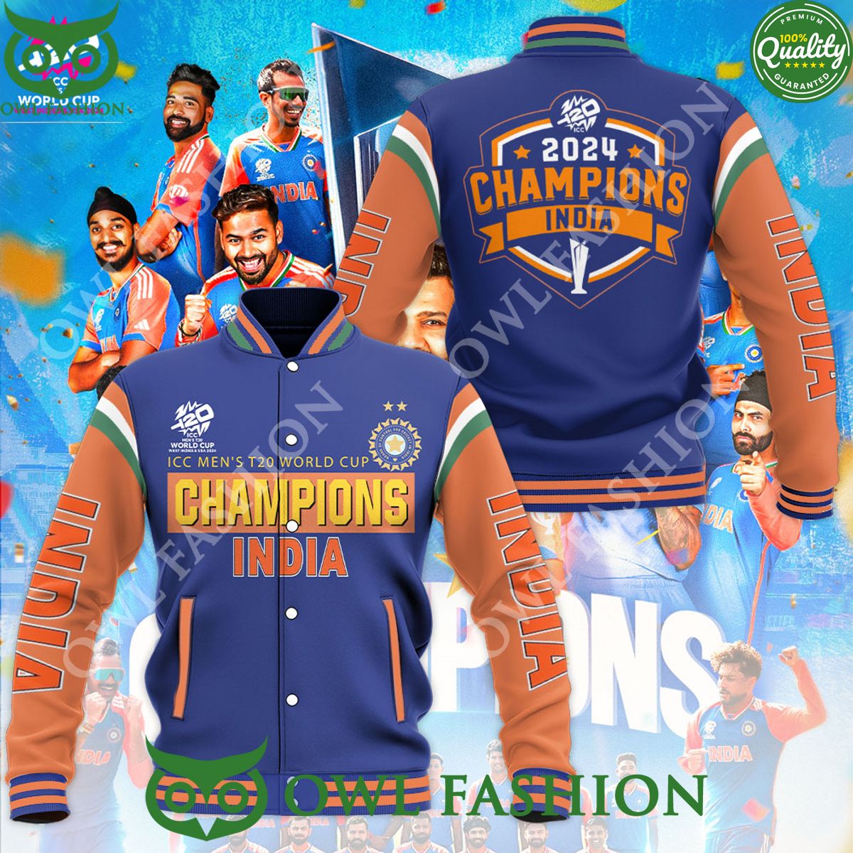 2024 Champion India x ICC mens T20 World Cup Baseball - Adult & Kids T-Shirts, Sweatshirts & Hoodies apparel design preview 1