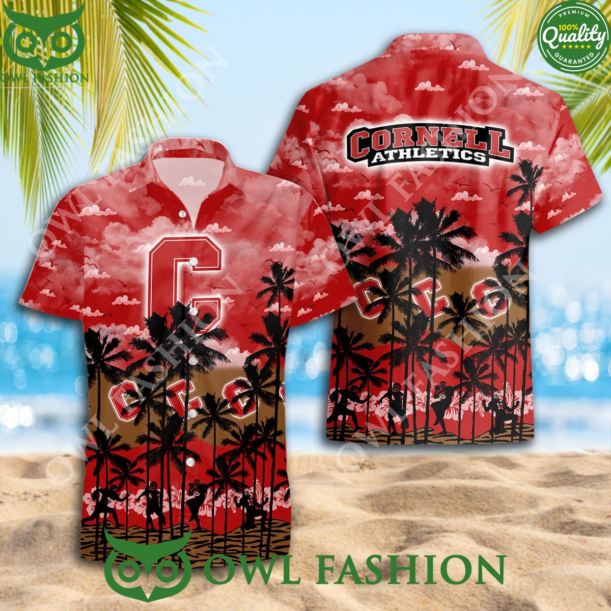 2024 Cornell Big Red NCAA New Design Hawaiian - Adult & Kids T-Shirts, Sweatshirts & Hoodies apparel design preview 1
