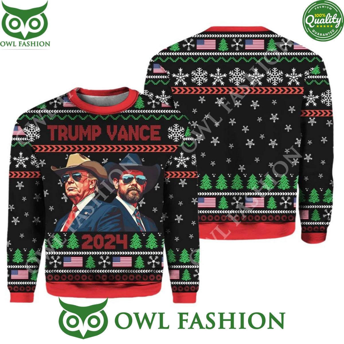 2024 Election Trump Vance Ugly Christmas Sweater - Adult & Kids T-Shirts, Sweatshirts & Hoodies apparel design preview 1