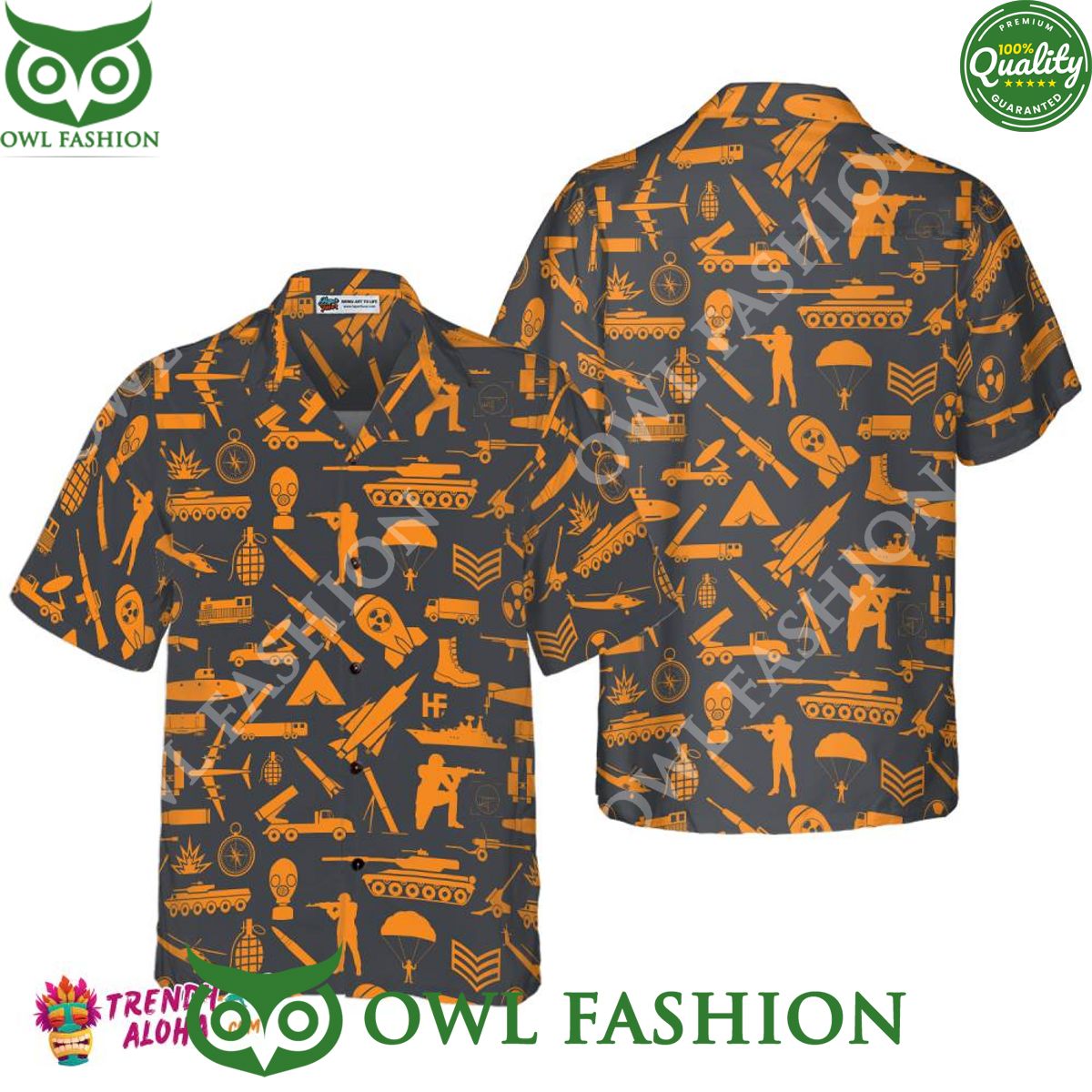 2024 Gun Yellow Pattern Summer Hawaiian - Adult & Kids T-Shirts, Sweatshirts & Hoodies apparel design preview 1