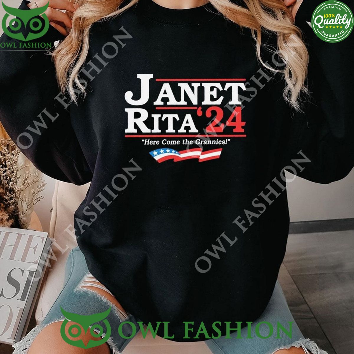2024 Janet Rita Here Come The Grannies - Adult & Kids T-Shirts, Sweatshirts & Hoodies apparel design preview 1