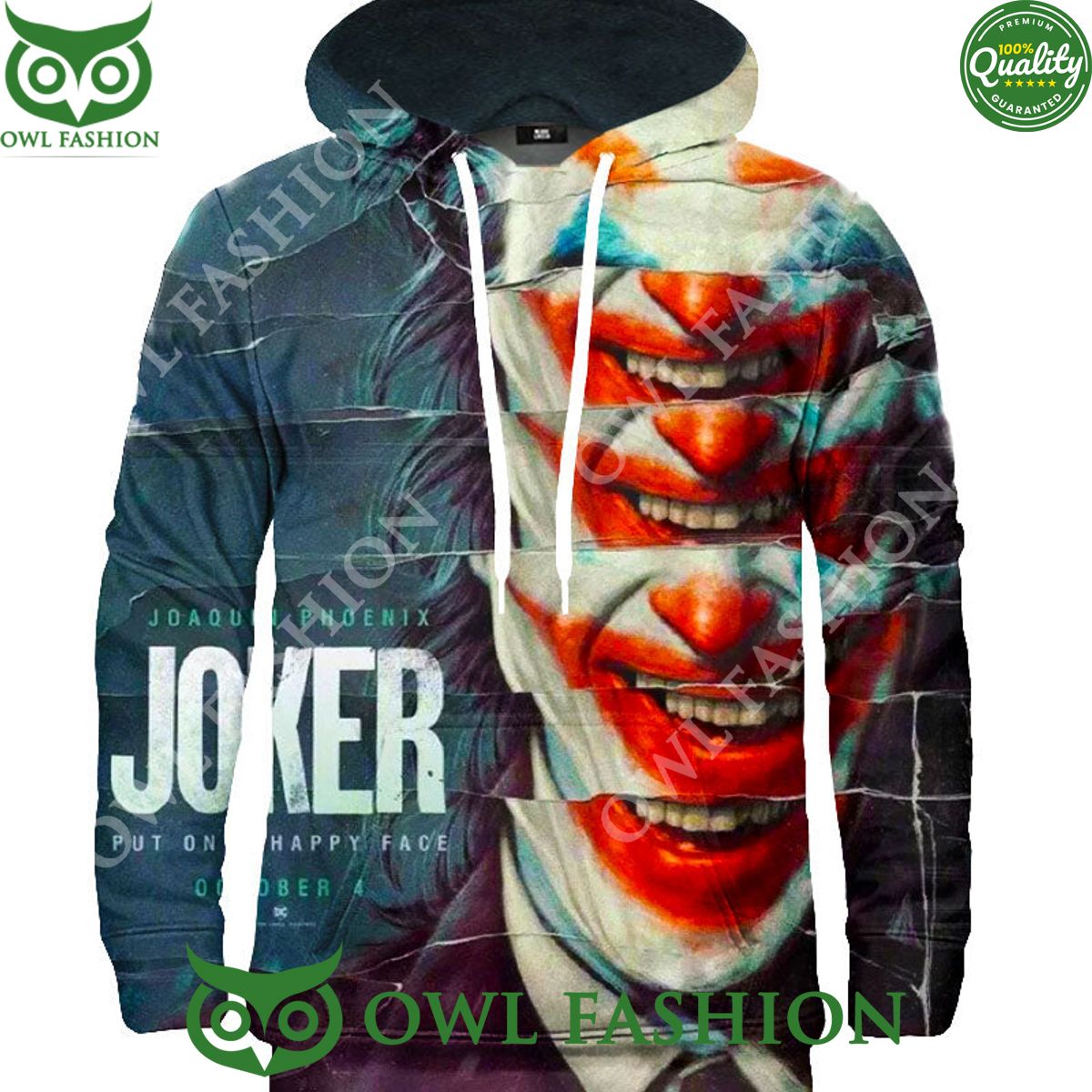 2024 Joker Joaquin Phoenix Put On Happy Face - Adult & Kids T-Shirts, Sweatshirts & Hoodies apparel design preview 1