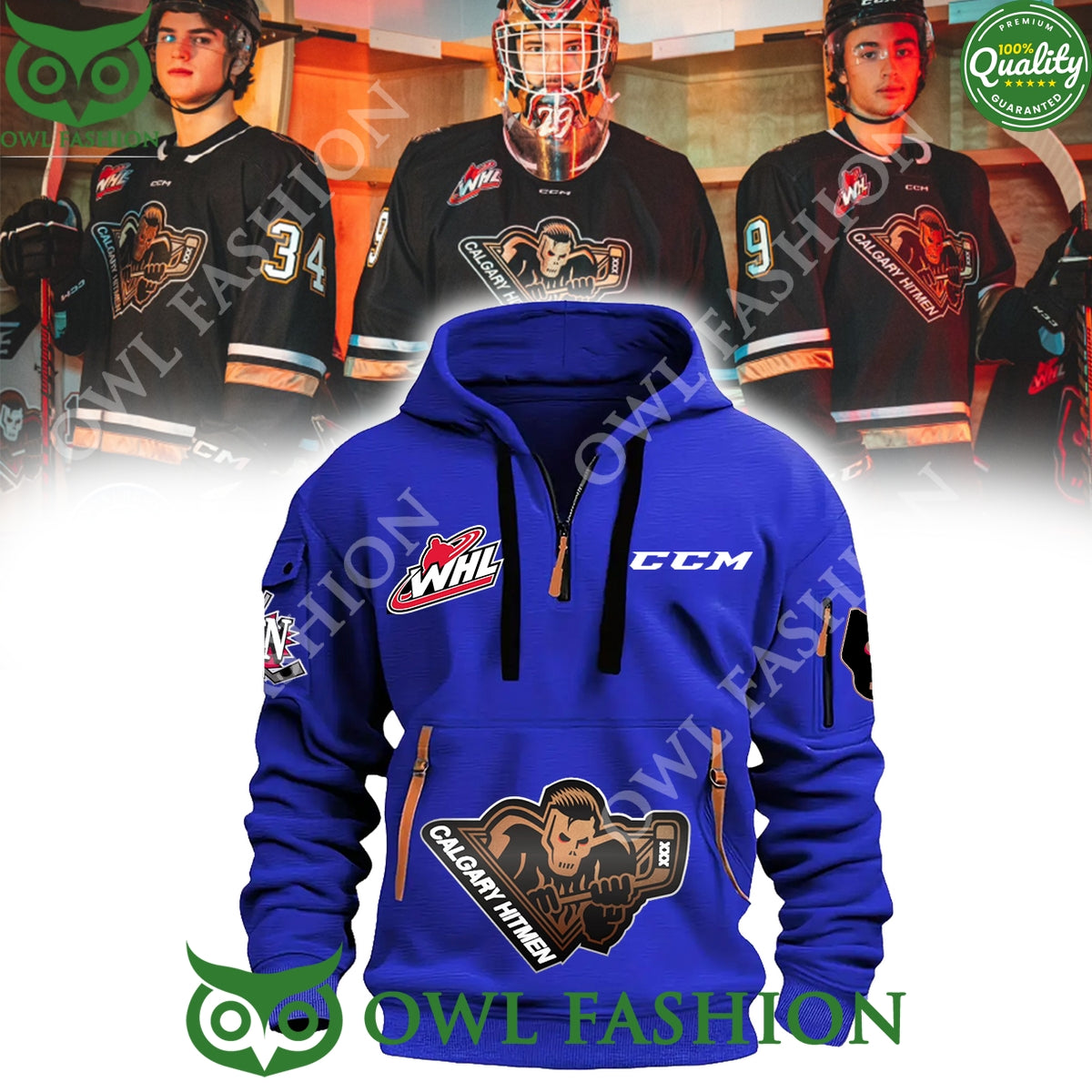 2024 Limited Calgari Hitmen WHL Hockey Game Half - Adult & Kids T-Shirts, Sweatshirts & Hoodies apparel design preview 1