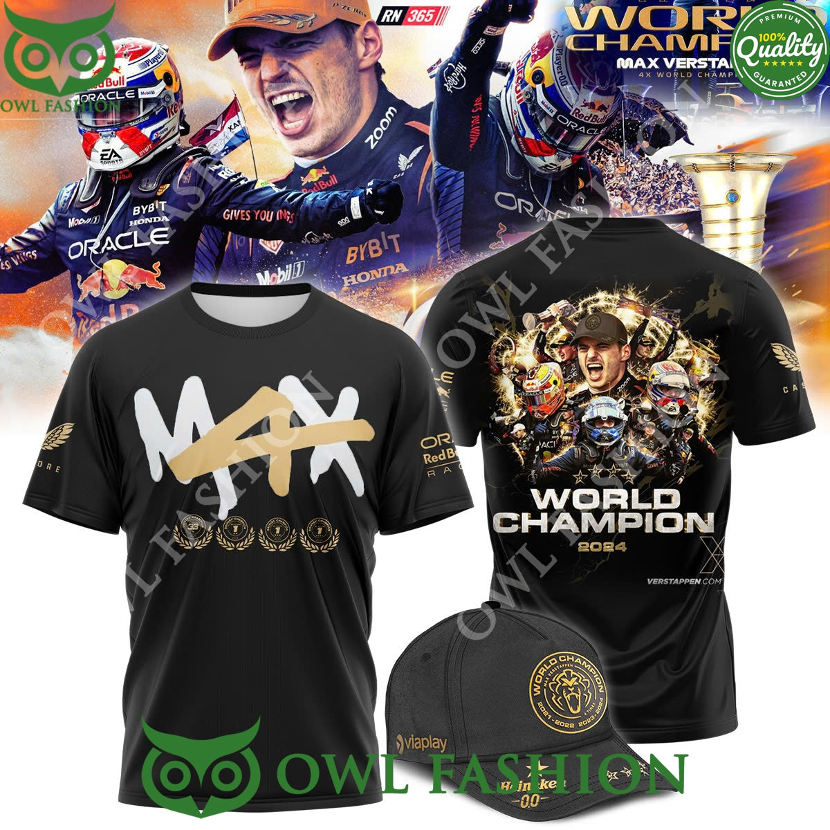2024 Max verstappen champions World 4 times F1 racing - Adult & Kids T-Shirts, Sweatshirts & Hoodies apparel design preview 1