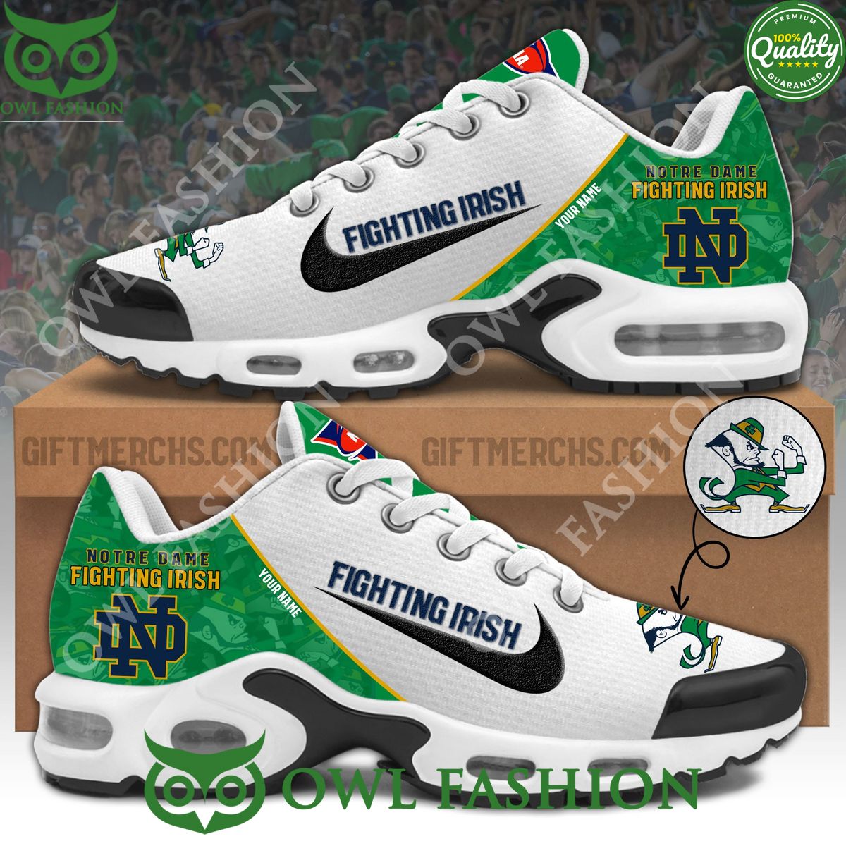 2024 Notre Dame Fighting Irish Football Air Max Shoes - Adult & Kids T-Shirts, Sweatshirts & Hoodies apparel design preview 1