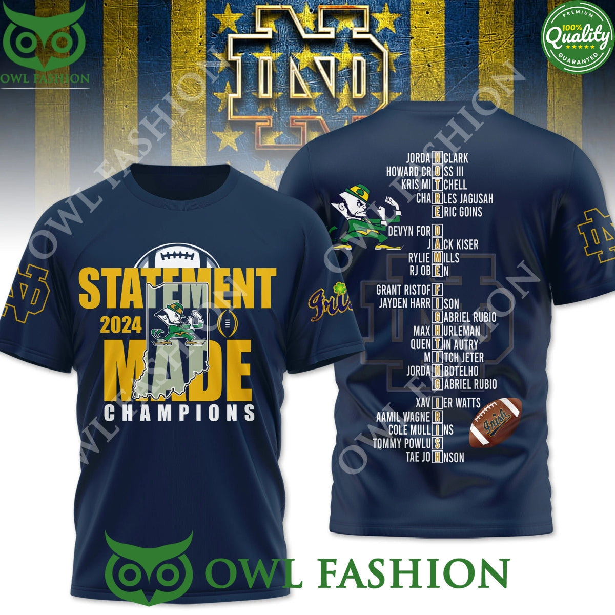 2024 Statement Made Champions Player Names 3D - Adult & Kids T-Shirts, Sweatshirts & Hoodies apparel design preview 1
