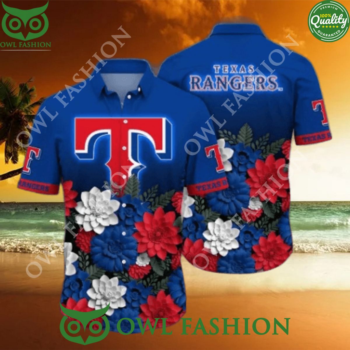 2024 Texas Rangers MLB Baseball Flower Hawaii - Adult & Kids T-Shirts, Sweatshirts & Hoodies apparel design preview 1