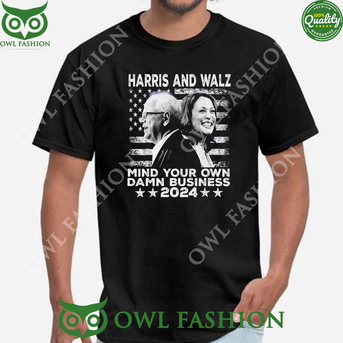 2024 Usa Flag Walz Harris Mind Your Own Damn Business - Adult & Kids T-Shirts, Sweatshirts & Hoodies apparel design preview 1