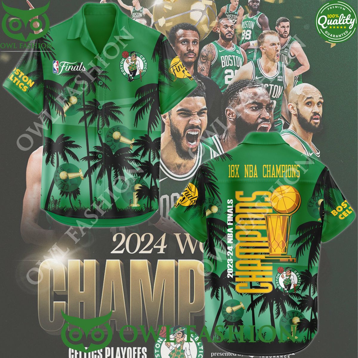2024 WORLD CHAMPIONS Boston Celtics 18 Time NBA - Adult & Kids T-Shirts, Sweatshirts & Hoodies apparel design preview 1