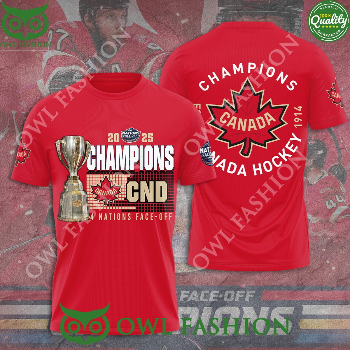 2025 4 Nations Face-off Champions Canada CND Cup Red - Adult & Kids T-Shirts, Sweatshirts & Hoodies apparel design preview 1