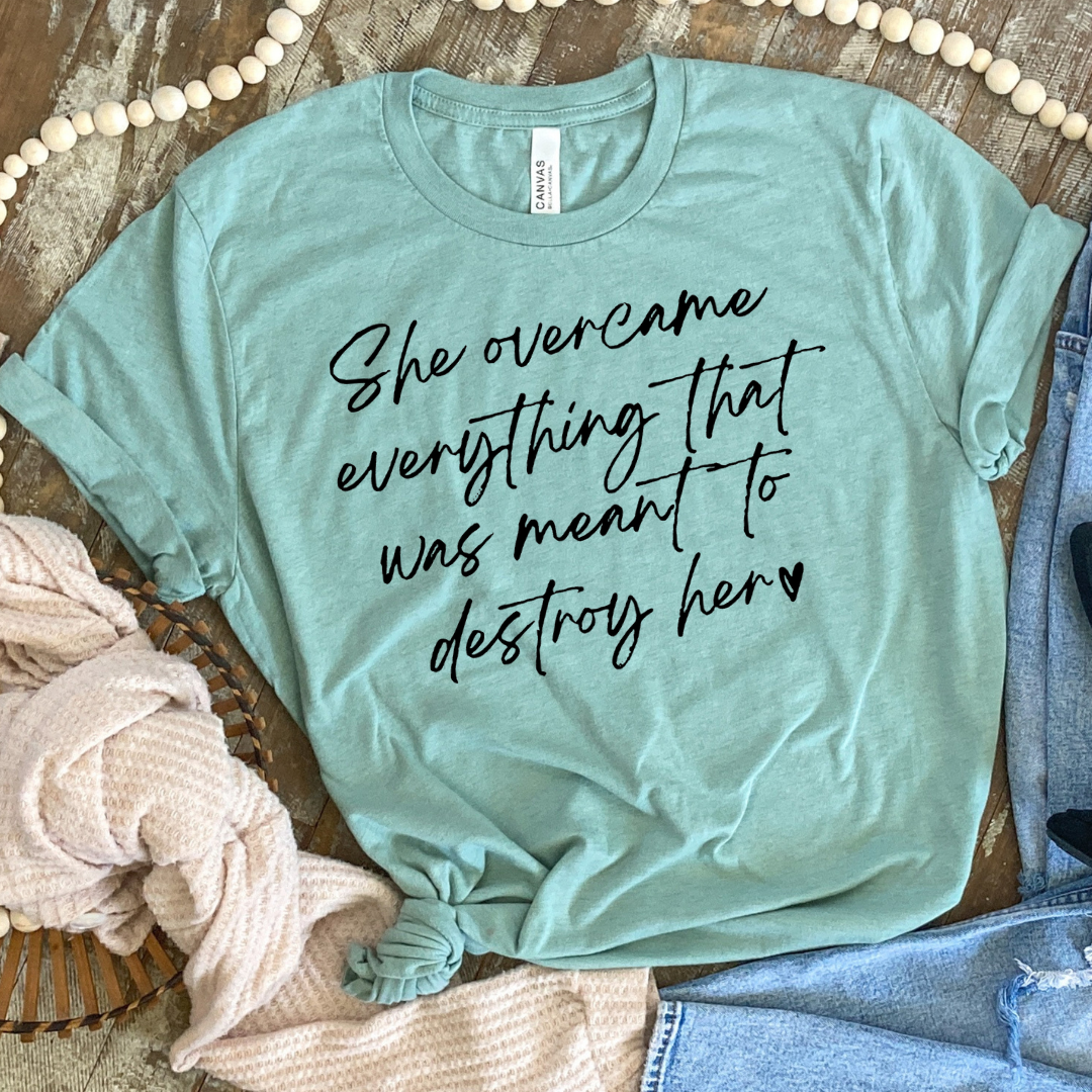 She Overcame Everything Strong Woman Graphic - Adult & Kids T-Shirts, Sweatshirts & Hoodies apparel design preview 1