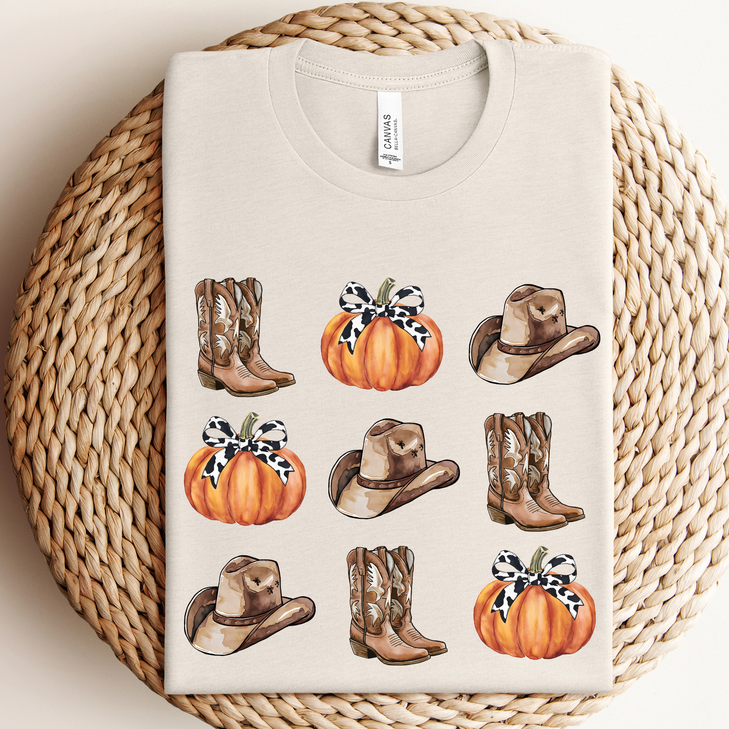 Western Boots and Pumpkins Graphic - Adult & Kids T-Shirts, Sweatshirts & Hoodies apparel design preview 1