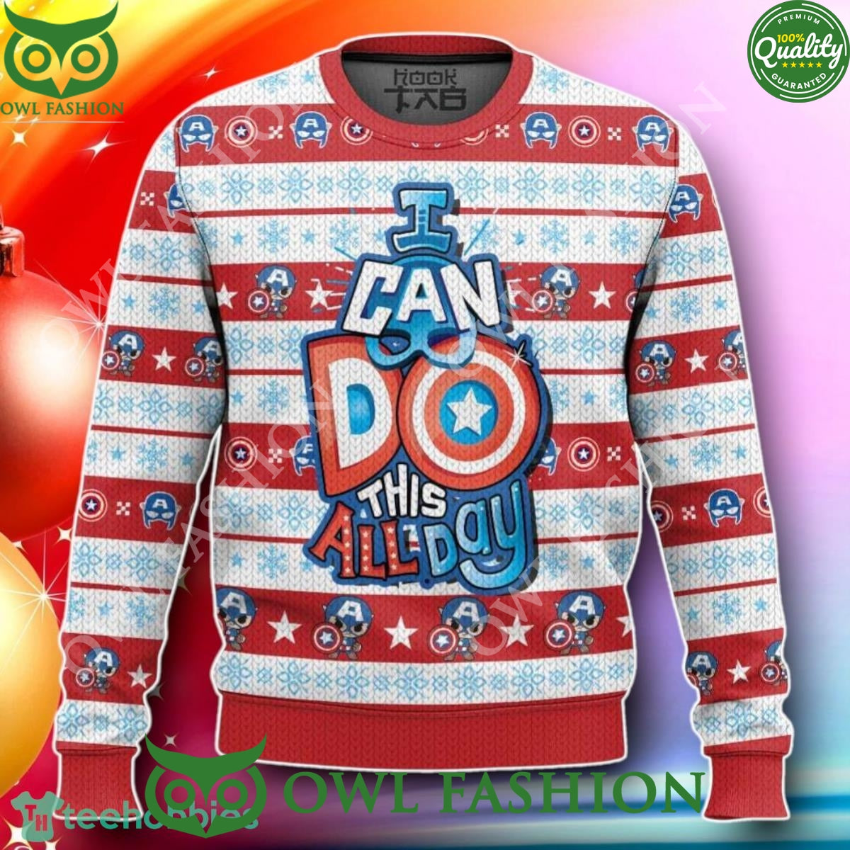 I Can Do This All Day Captain America Ugly Sweater - Adult & Kids T-Shirts, Sweatshirts & Hoodies apparel design preview 1