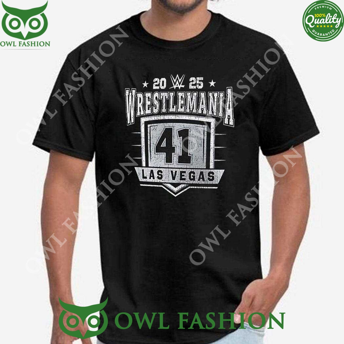 2025 Wrestlemania Las Vegas 41 Black - Adult & Kids T-Shirts, Sweatshirts & Hoodies apparel design preview 1