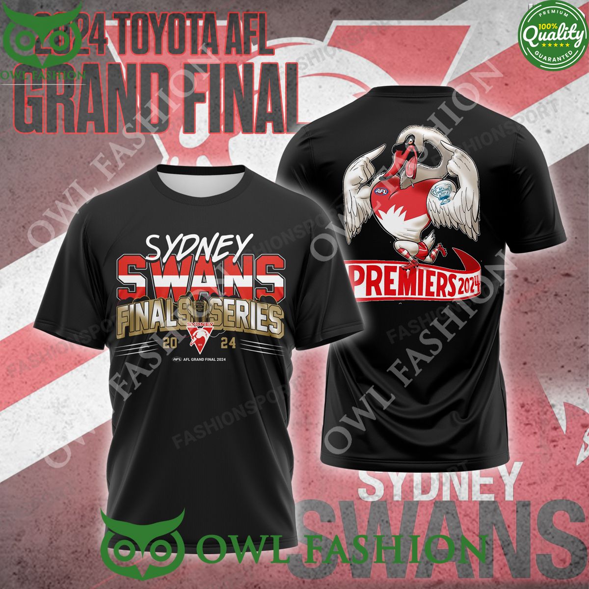 Sydney Swans AFL premiers champions Toyota 2024 Grand - Adult & Kids T-Shirts, Sweatshirts & Hoodies apparel design preview 1