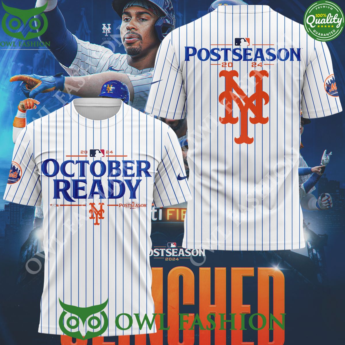 Postseason 2024 New York Mets October Ready - Adult & Kids T-Shirts, Sweatshirts & Hoodies apparel design preview 1