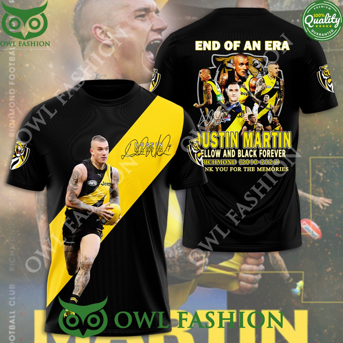 Richmond FC x Dustin Martin Yellow and Black Forever - Adult & Kids T-Shirts, Sweatshirts & Hoodies apparel design preview 1