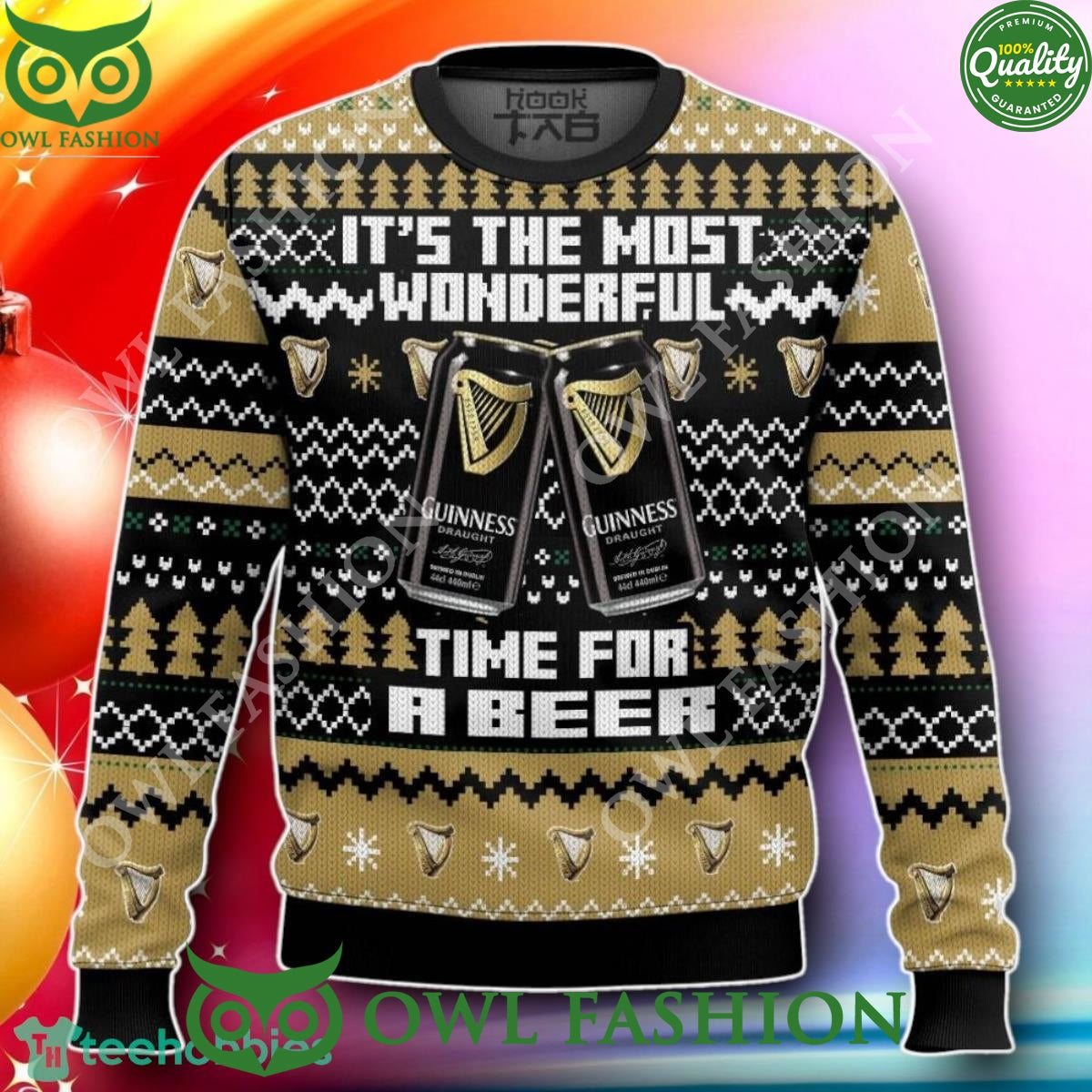 Its The Most Wonderful Time For A Guinness Ugly - Adult & Kids T-Shirts, Sweatshirts & Hoodies apparel design preview 1