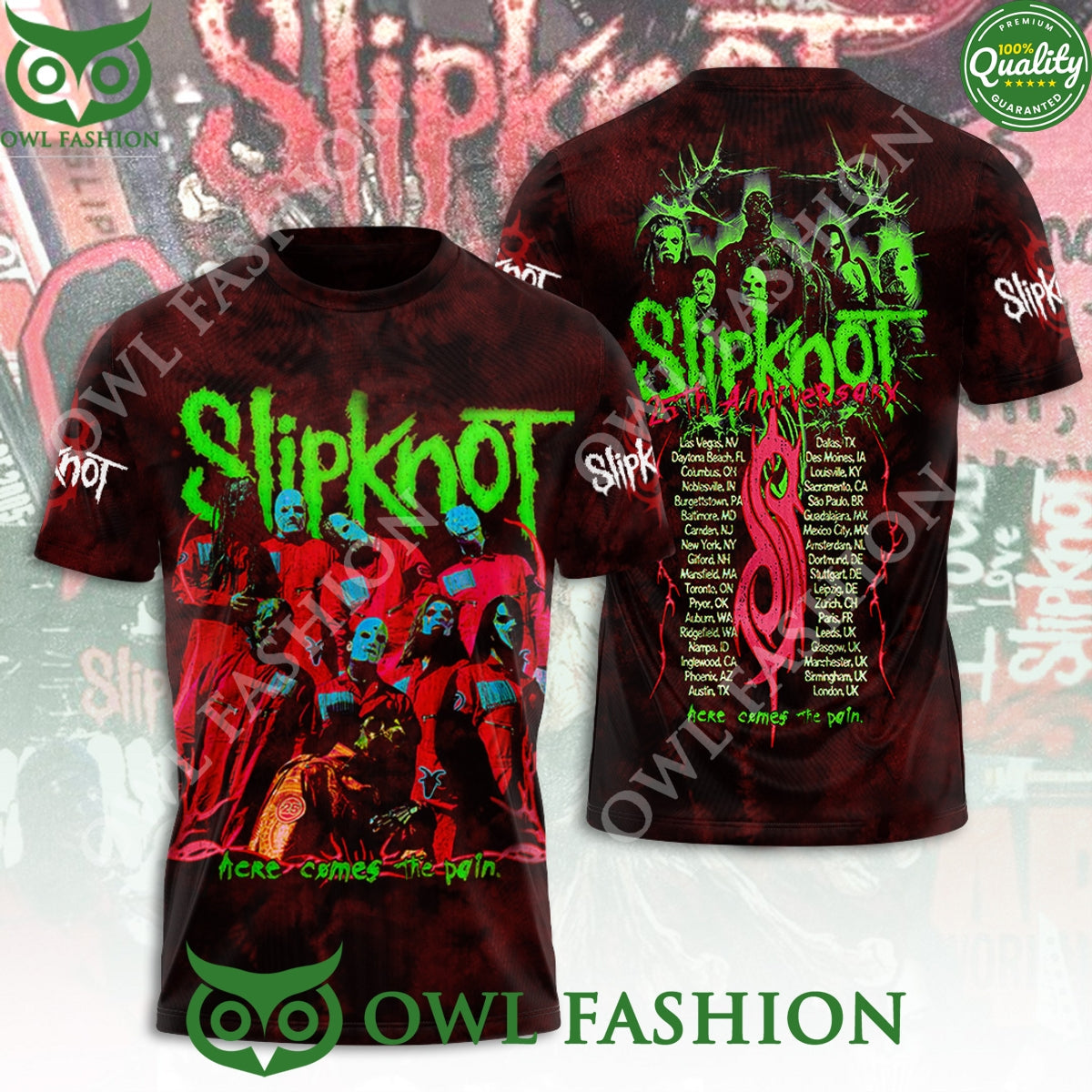 Slipknot 25th Anniversary Here Comes The Pain 3D - Adult & Kids T-Shirts, Sweatshirts & Hoodies apparel design preview 1