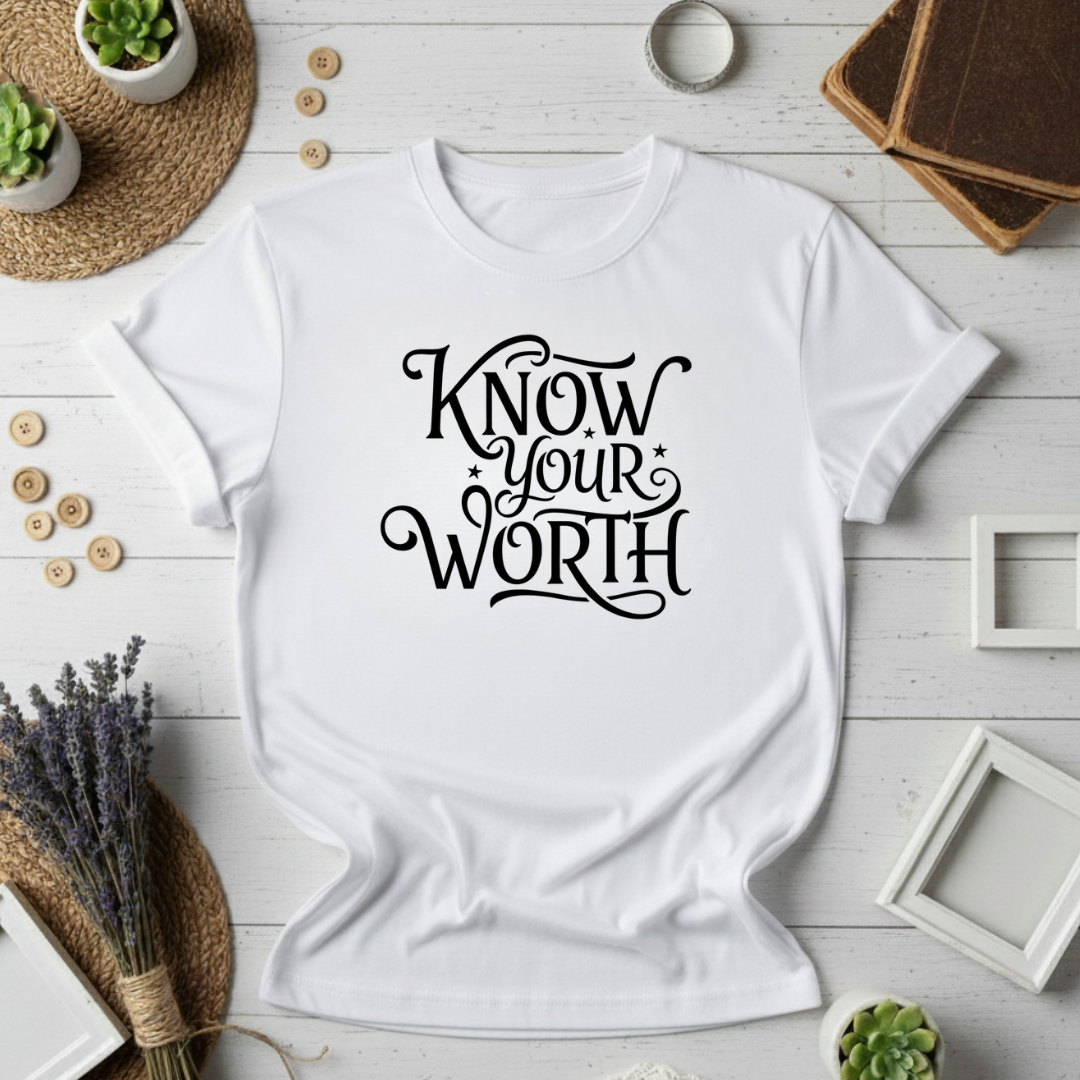 Know Your Worth Inspirational Graphic - Adult & Kids T-Shirts, Sweatshirts & Hoodies apparel design preview 1