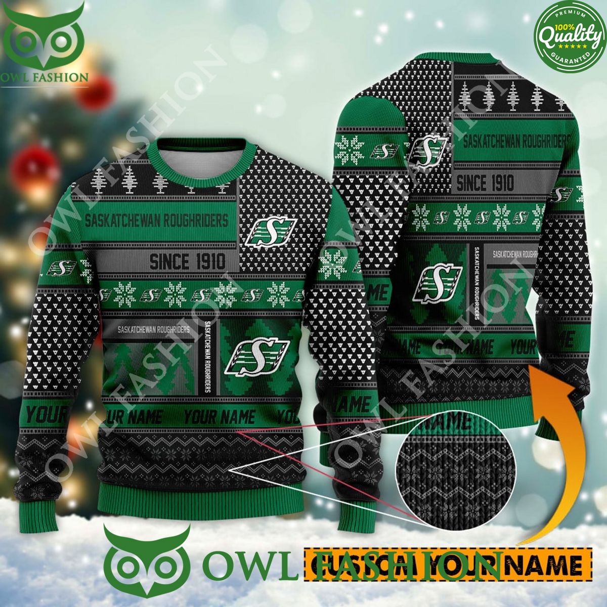 Saskatchewan Roughriders since 1910 Custom name CFL - Adult & Kids T-Shirts, Sweatshirts & Hoodies apparel design preview 1