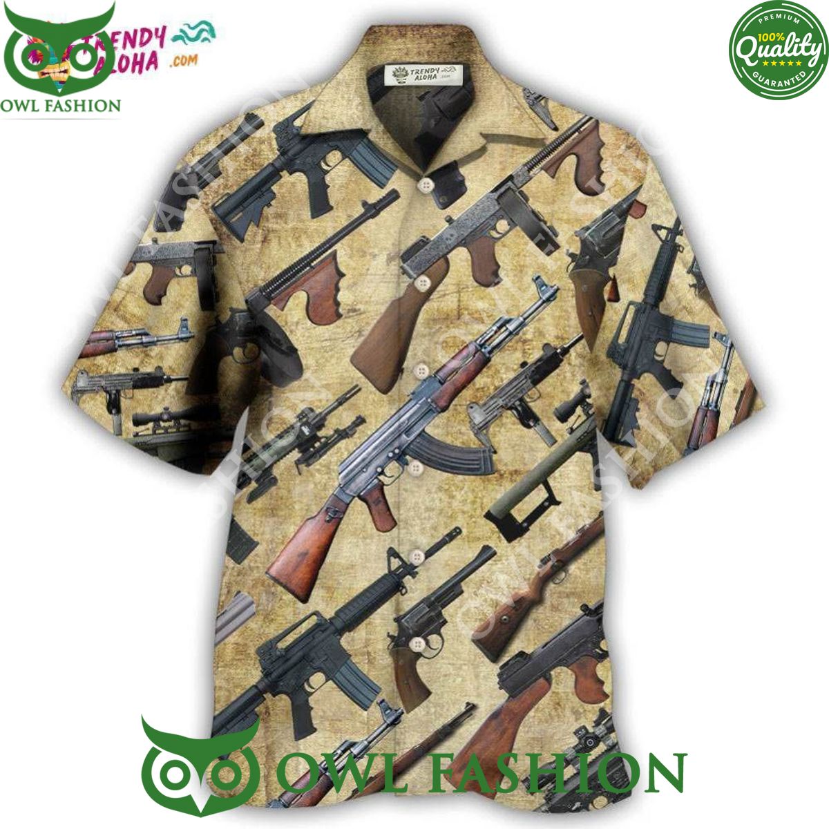 3D Gun It'S All About Guns Hawaiian - Adult & Kids T-Shirts, Sweatshirts & Hoodies apparel design preview 1