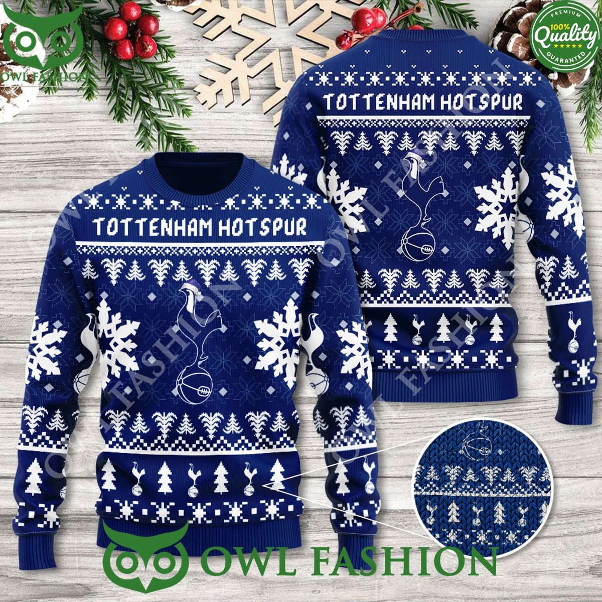 Tottenham Hotspur FC Christmas Pattern Blue 3D Ugly - Adult & Kids T-Shirts, Sweatshirts & Hoodies apparel design preview 1