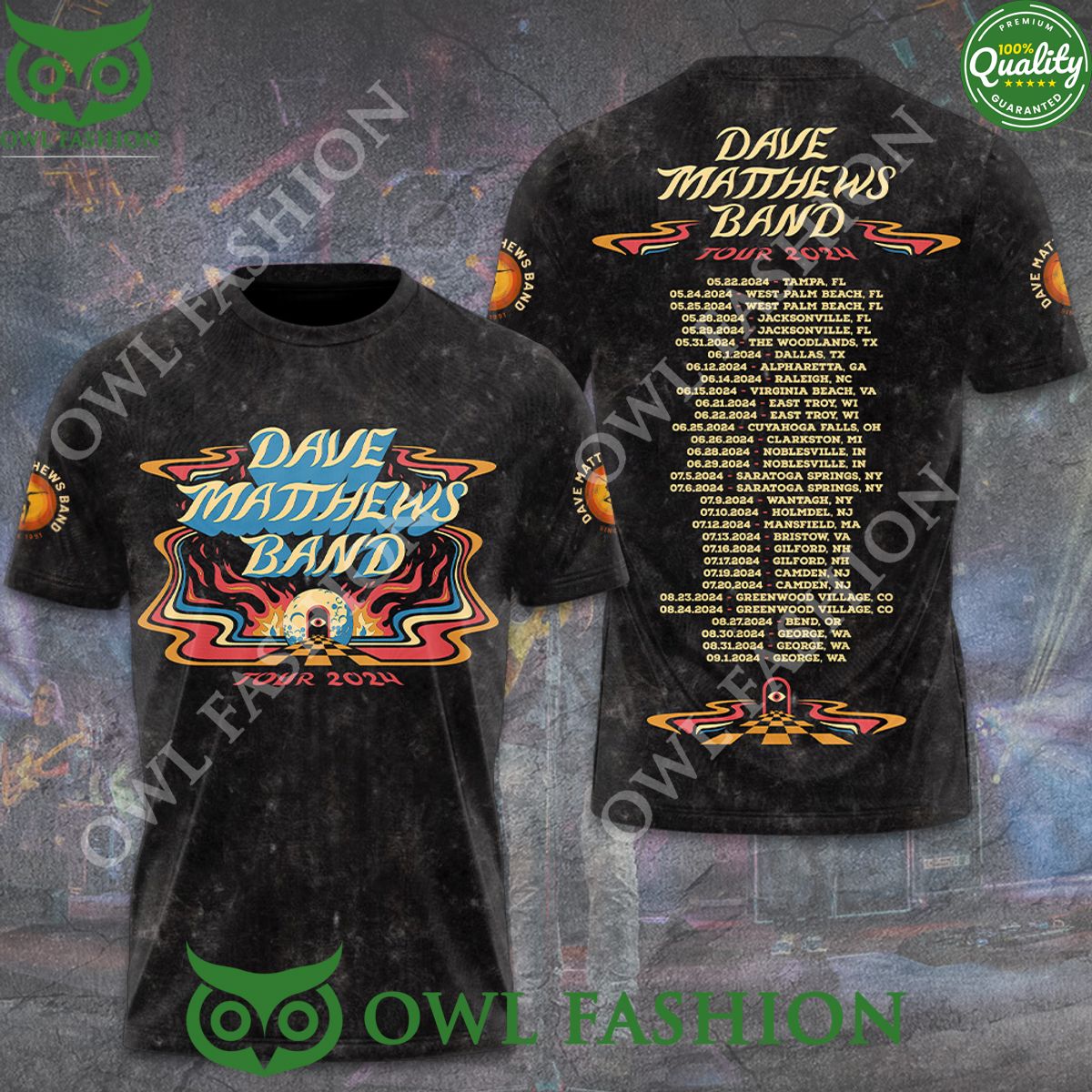 Dave Matthews Band Rock Tour 2024 USA 3D - Adult & Kids T-Shirts, Sweatshirts & Hoodies apparel design preview 1