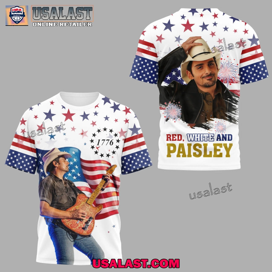 4th of July Red White And Brad Paisley 3D - Adult & Kids T-Shirts, Sweatshirts & Hoodies apparel design preview 1