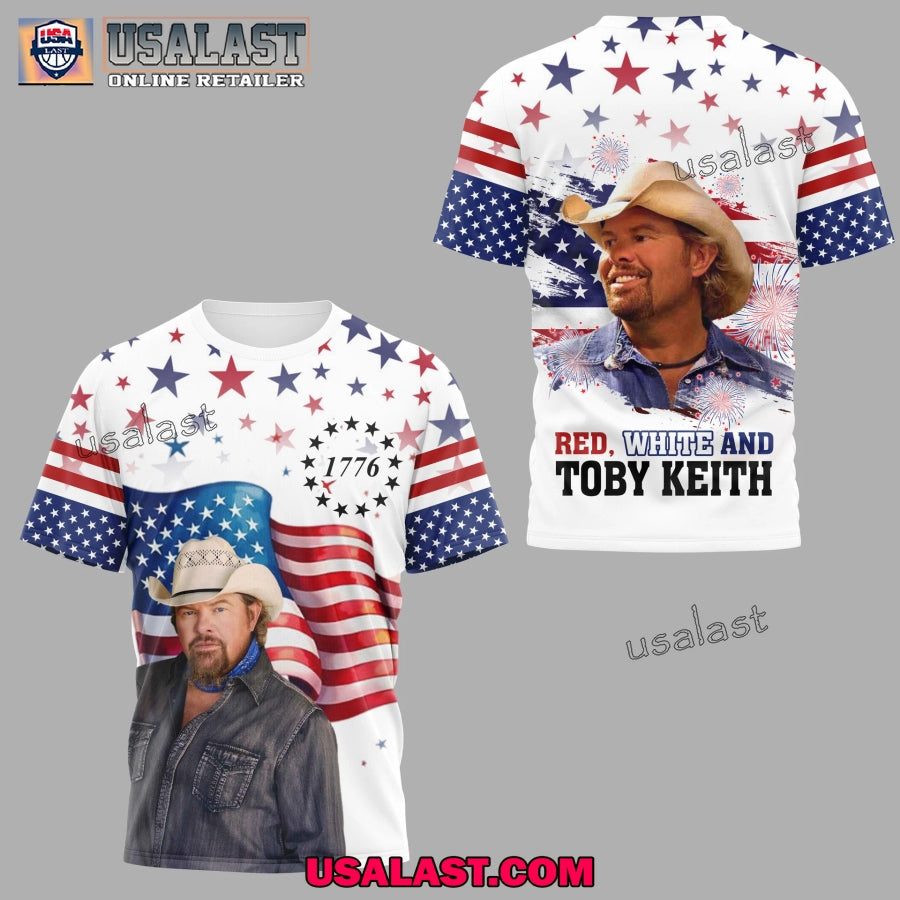 4th of July Red White And Toby Keith 3D - Adult & Kids T-Shirts, Sweatshirts & Hoodies apparel design preview 1