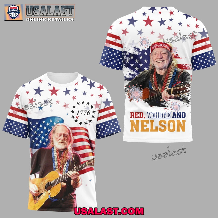 4th of July Red White And Willie Nelson 3D - Adult & Kids T-Shirts, Sweatshirts & Hoodies apparel design preview 1
