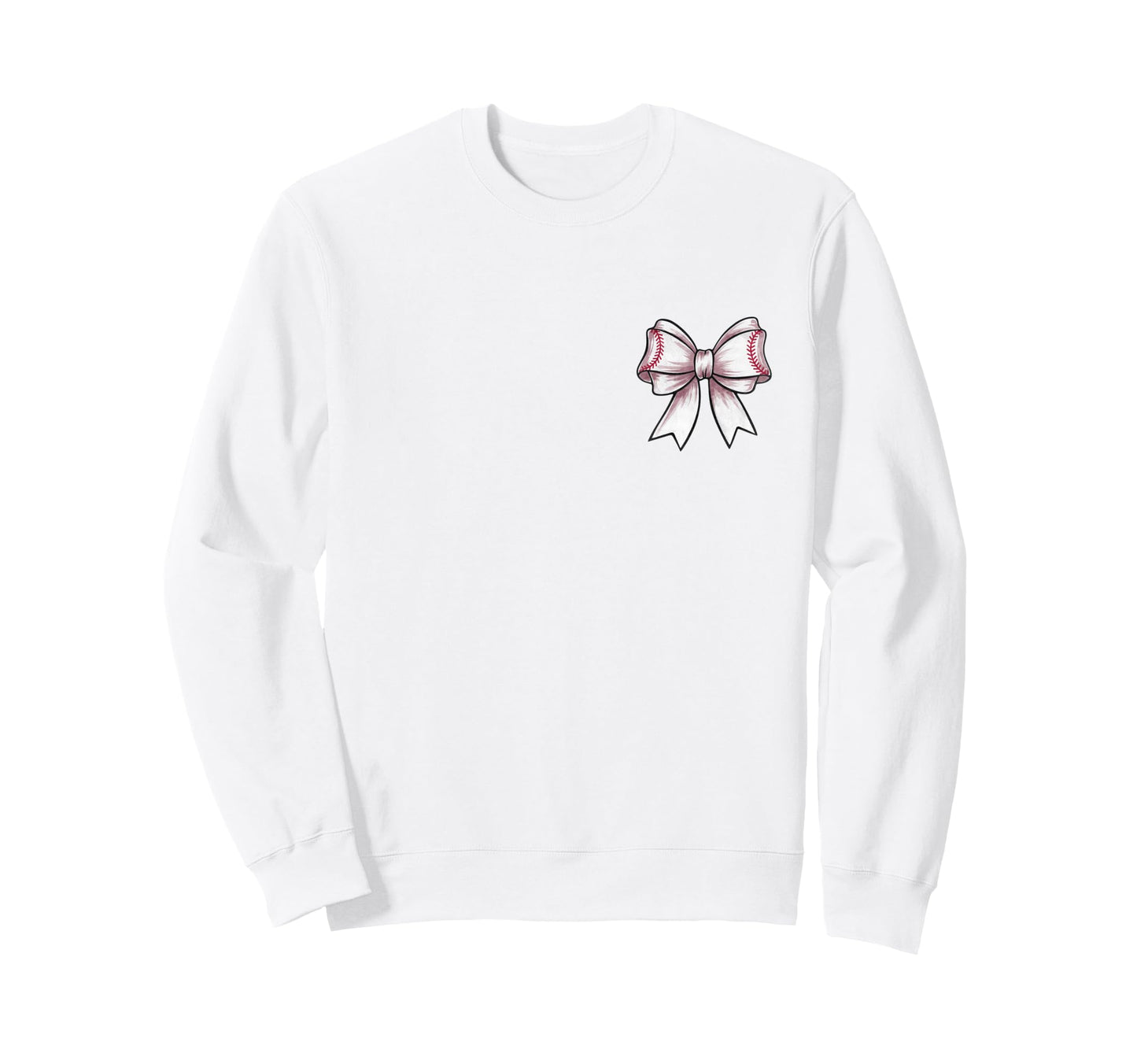 Baseball Bow Game Day Coquette Front Sweatshirt - Custom Art Print Unisex - T-Shirt, Sweatshirt, Hoodie