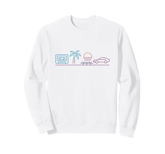 80S Synthwave Sweatshirt - Fun Novelty Design Men Women - T-Shirt, Sweatshirt, Hoodie