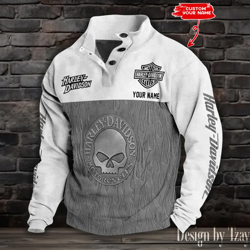 Haarleyy Davidson Skull Stand Collar - Adult & Kids T-Shirts, Sweatshirts & Hoodies apparel design preview 1