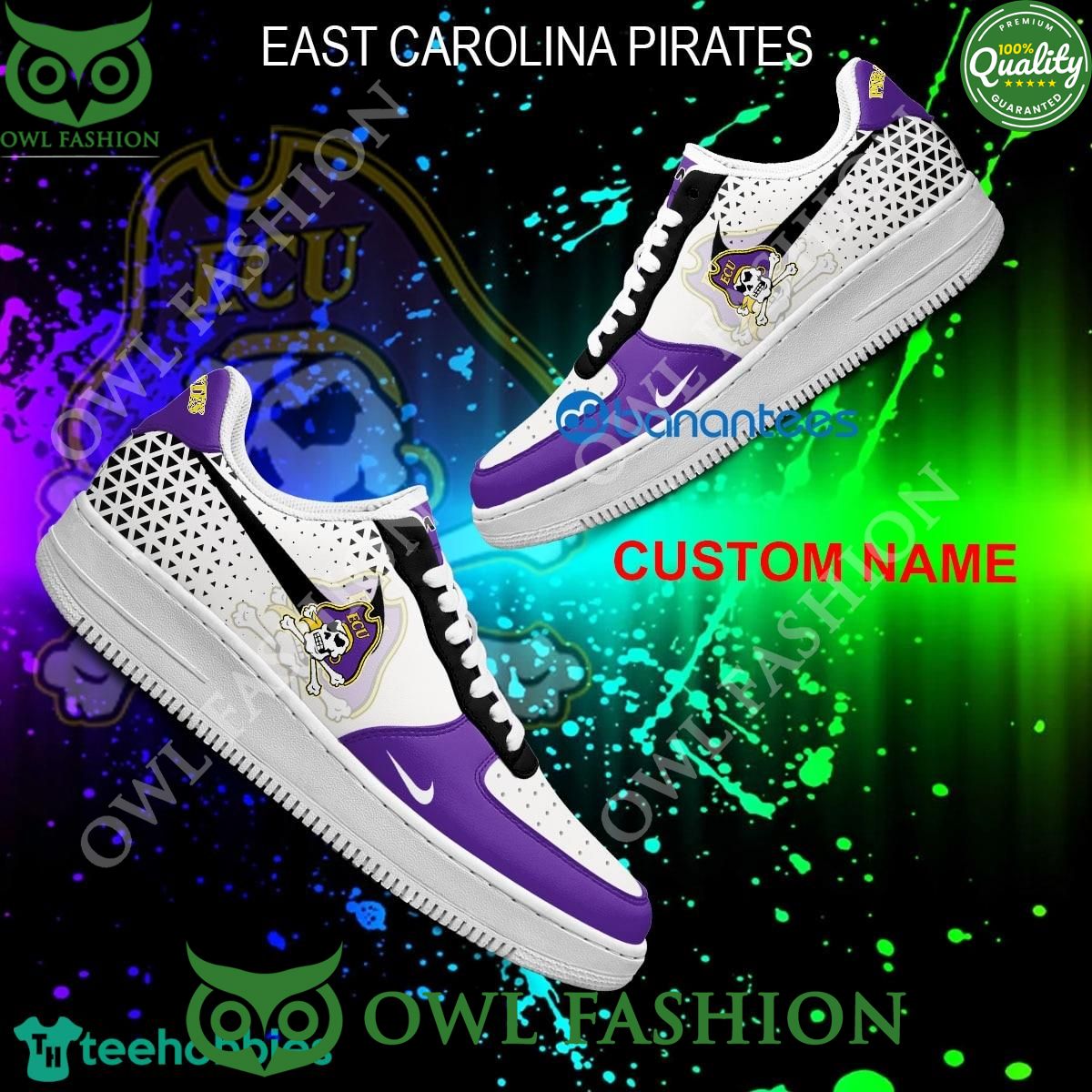 Personalized NCAA East Carolina Pirates Air Force 1 - Adult & Kids T-Shirts, Sweatshirts & Hoodies apparel design preview 1
